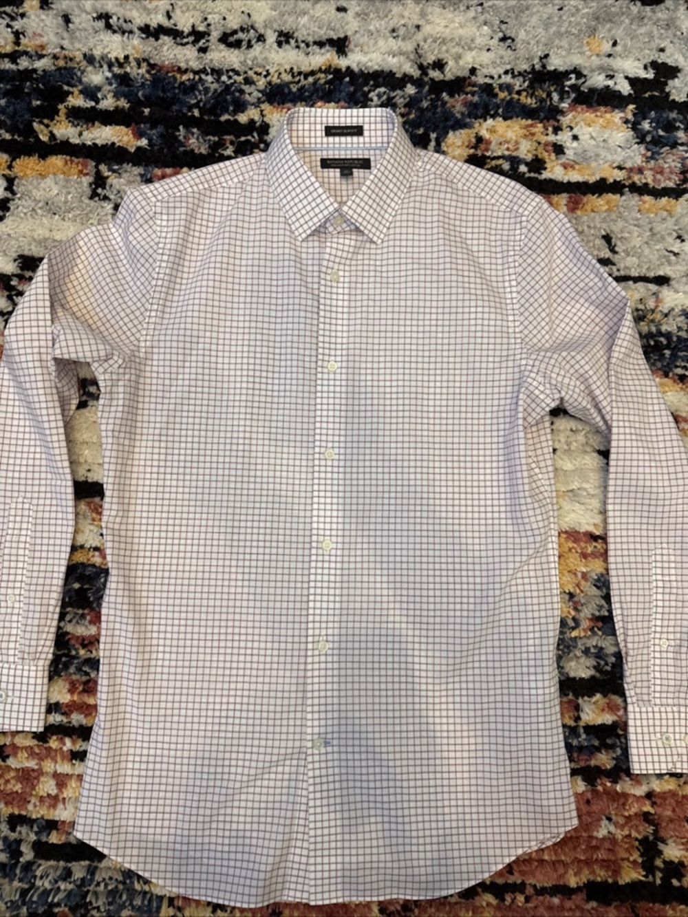 Men's banana republic White Check Dress Shirt - Classic Fit medium slim fit